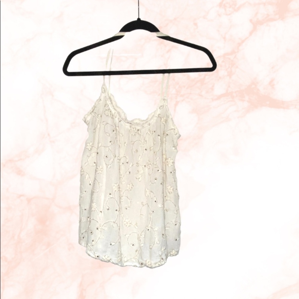 Abercrombie & Fitch cream tank with gold thred